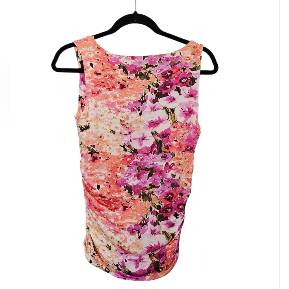 Karen Kane Pink and Orange Floral Cowl-Neck Tank - Picture 2 of 5